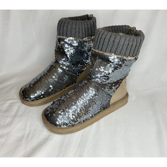 Victoria’s Secret Pink Slipper Boots Womens Size S 5/6 RARE Sequin Knit Faux Fur - Picture 10 of 16